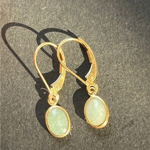 14k gold Jade dangle earrings